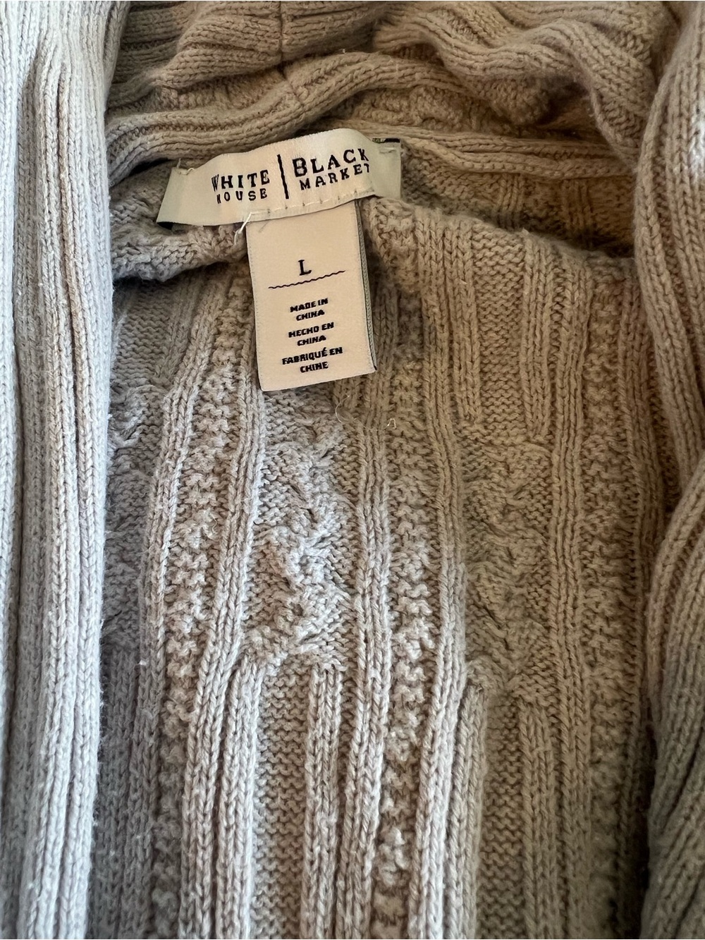 White House Black Market Beige Cable Knit Cardigan